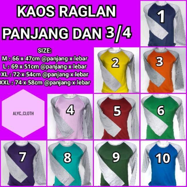 Kaos raglan tangan panjangtosca abu ,XXL () (tosca abu ,XXL)
