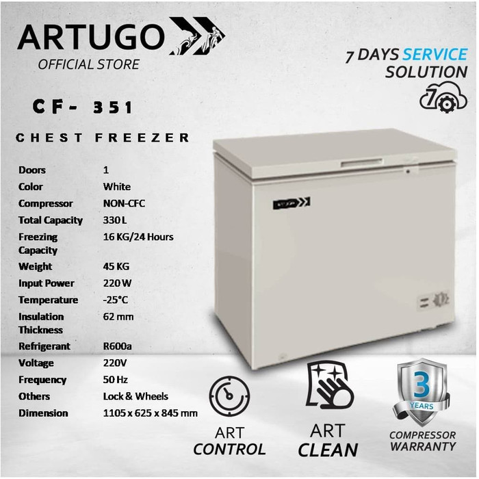 artugo chest freezer