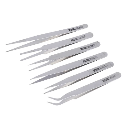 UNI 6Pcs all purpose precision tweezer set stainless steel anti static tool kit