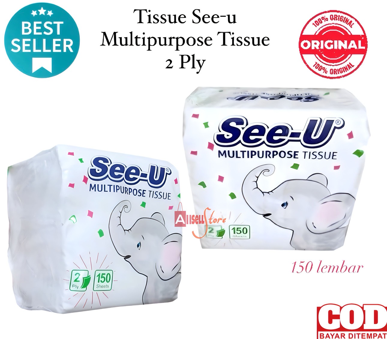 Bisa Cod Promo Tissue See U Gajah Multipurpose Pop Up Gajah Sheet Ply See U Tisu