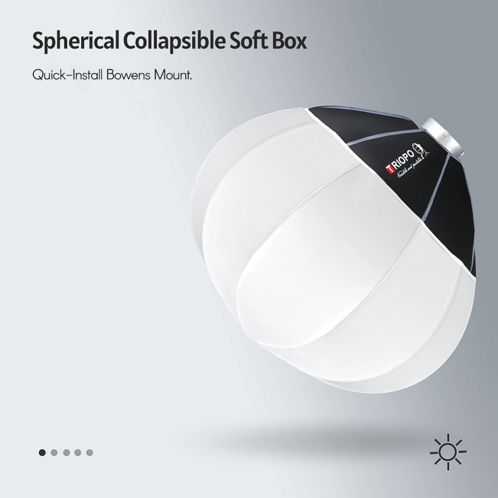 TRIOPO KQ65 65cm/26inch Lantern Softbox Spherical Collapsible Soft Box Quick-Install Bowens Mount Studio Photography Video Lighting Accessory