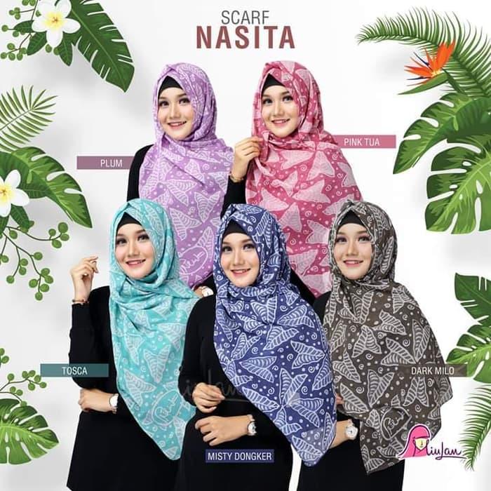 PROMO Jilbab Miulan Pashmina Nasita Pashmina Motif Kerudung Segiempat Dewasa TERBARU