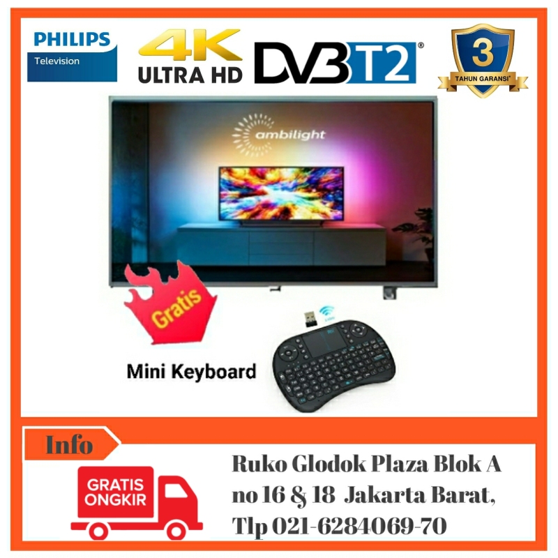 PHILIPS 65PUT6703S Ambilight 4K HD Smart TV Bonus Mini Keyboard