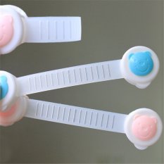 10 Pcs Baby Kids Safety Kunci Bendy Pintu Laci Kunci Keselamatan Cute Biru dan Pink Bear Kunci Keselamatan Bayi BABY Produk Keselamatan