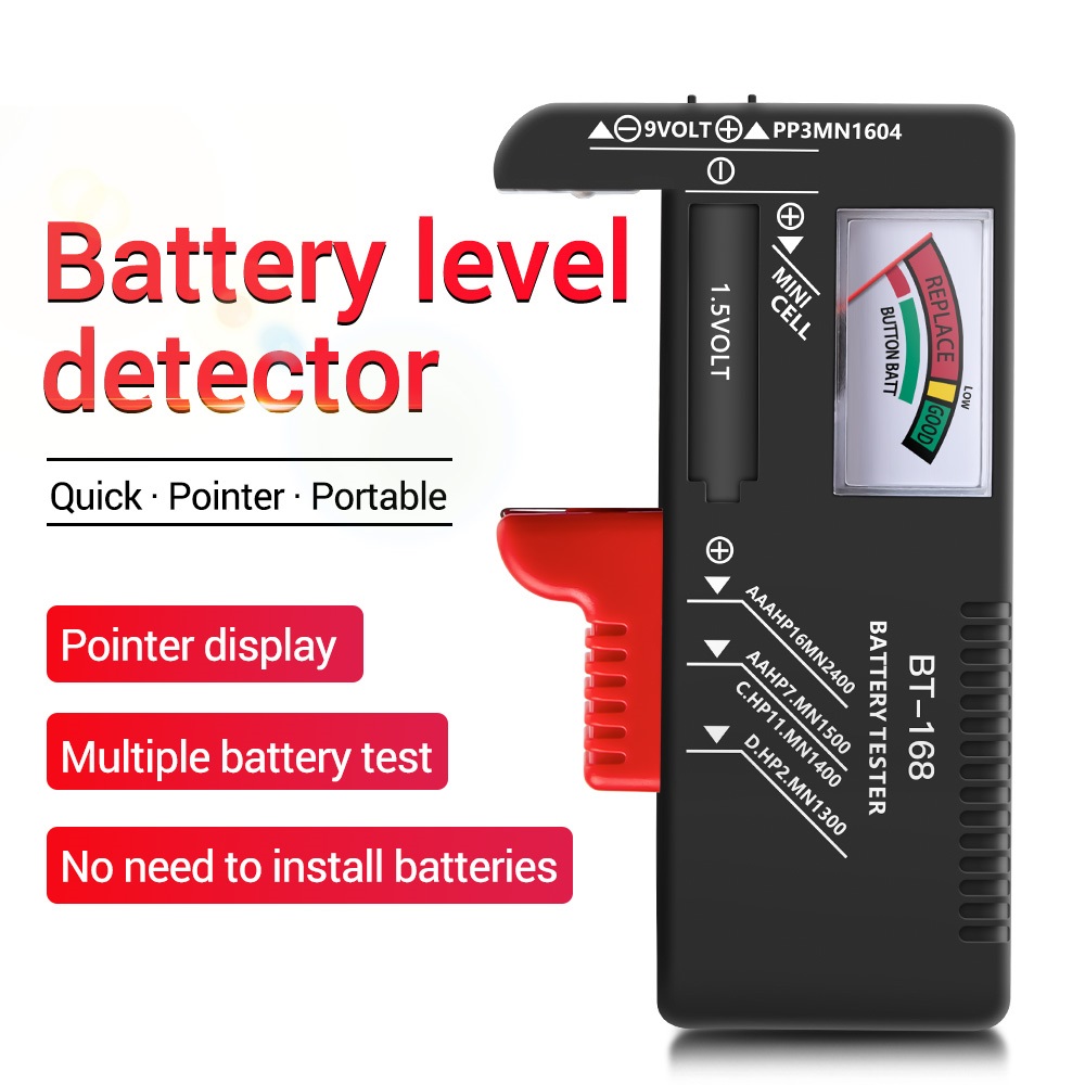 【ready in stock/on sale】BT168 Universal Digital Battery Capacity Tester LCD For 9V 1.5V AA AAA Cell C D Batteries