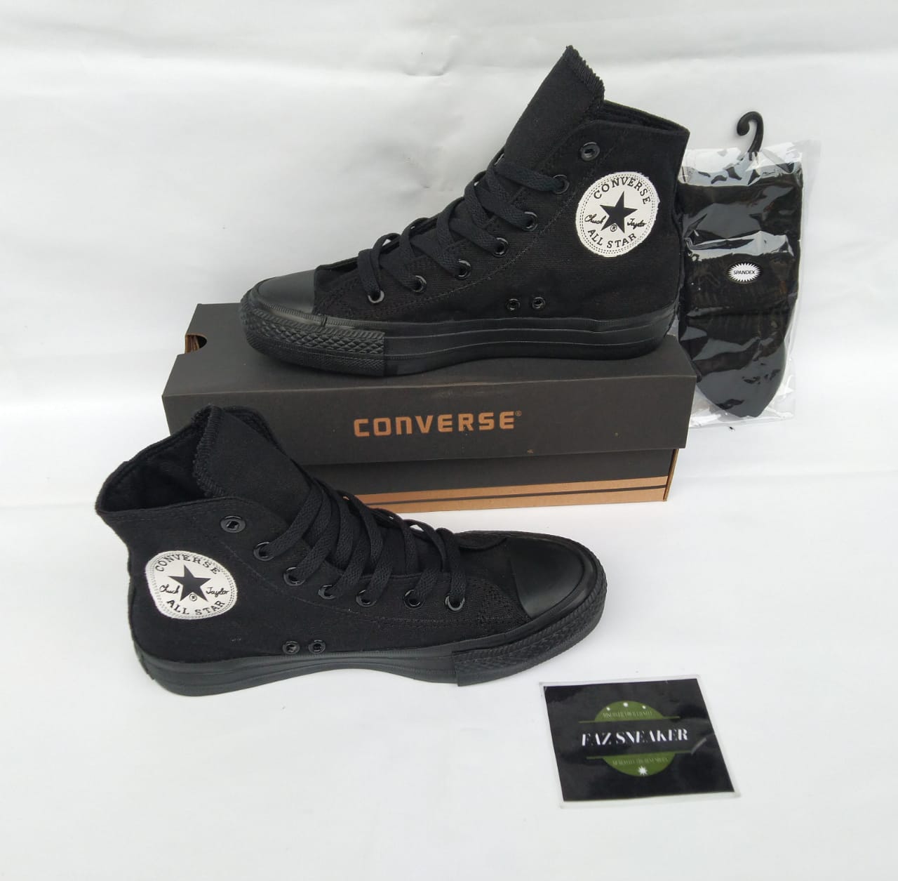 fully black high top converse