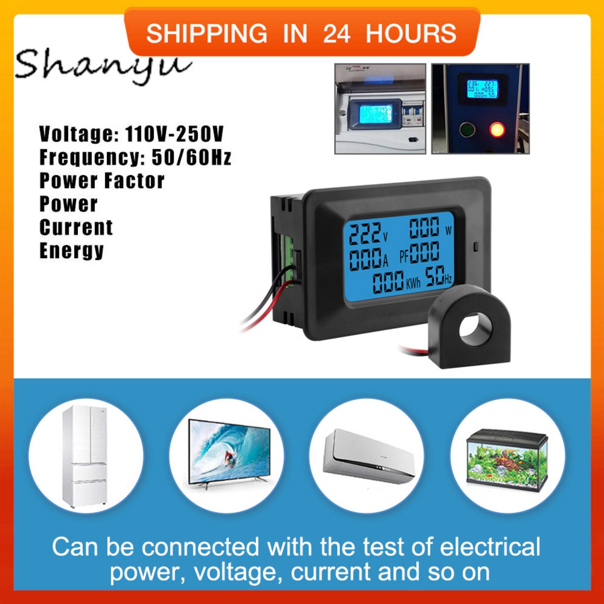 Shanyu 6 In 1 AC Meter Tegangan 110 V-250 V Saat Ini 20A Power Faktor KWh Frekuensi