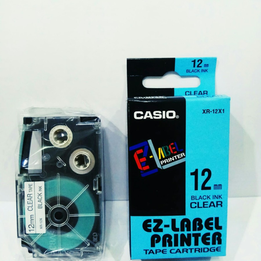 casio ezlabel printer tape 12mm 12mm black on clear label 12mm