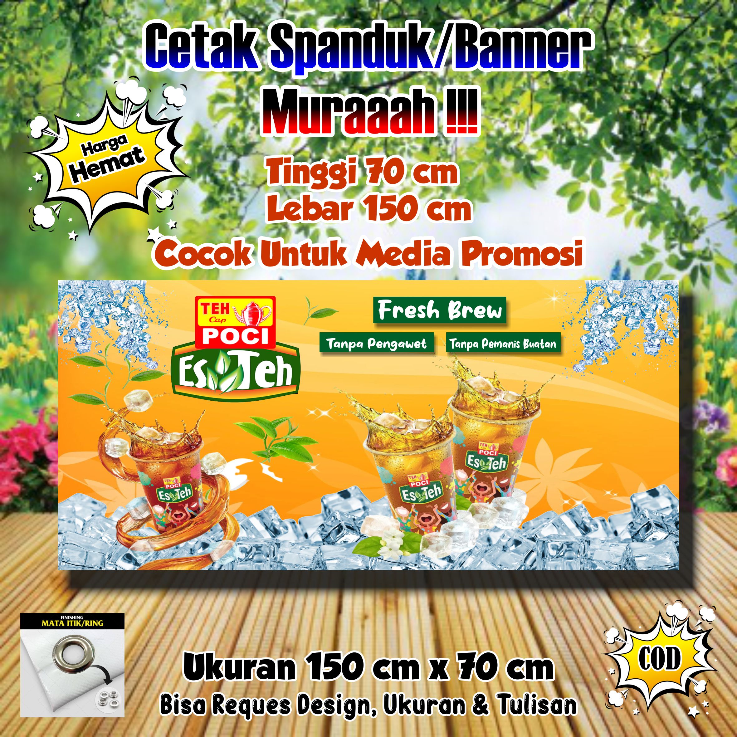 Spanduk Banner Minuman Es Teh Poci Ukuran 150 Cm X 70 Cm Lazada Indonesia 9335