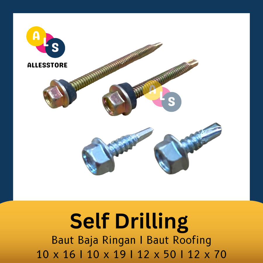 Baut Baja Ringan/Self Drilling Screw/Baut Roofing/Baut Ruping Per 10 ...