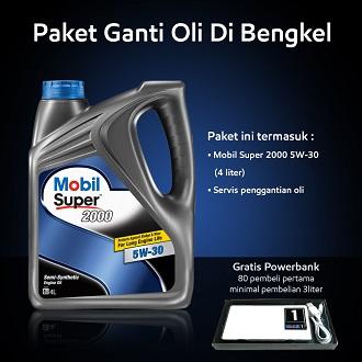 Mobil Super™ 2000 5W-30 (4 liter) Paket Ganti Oli Di Bengkel