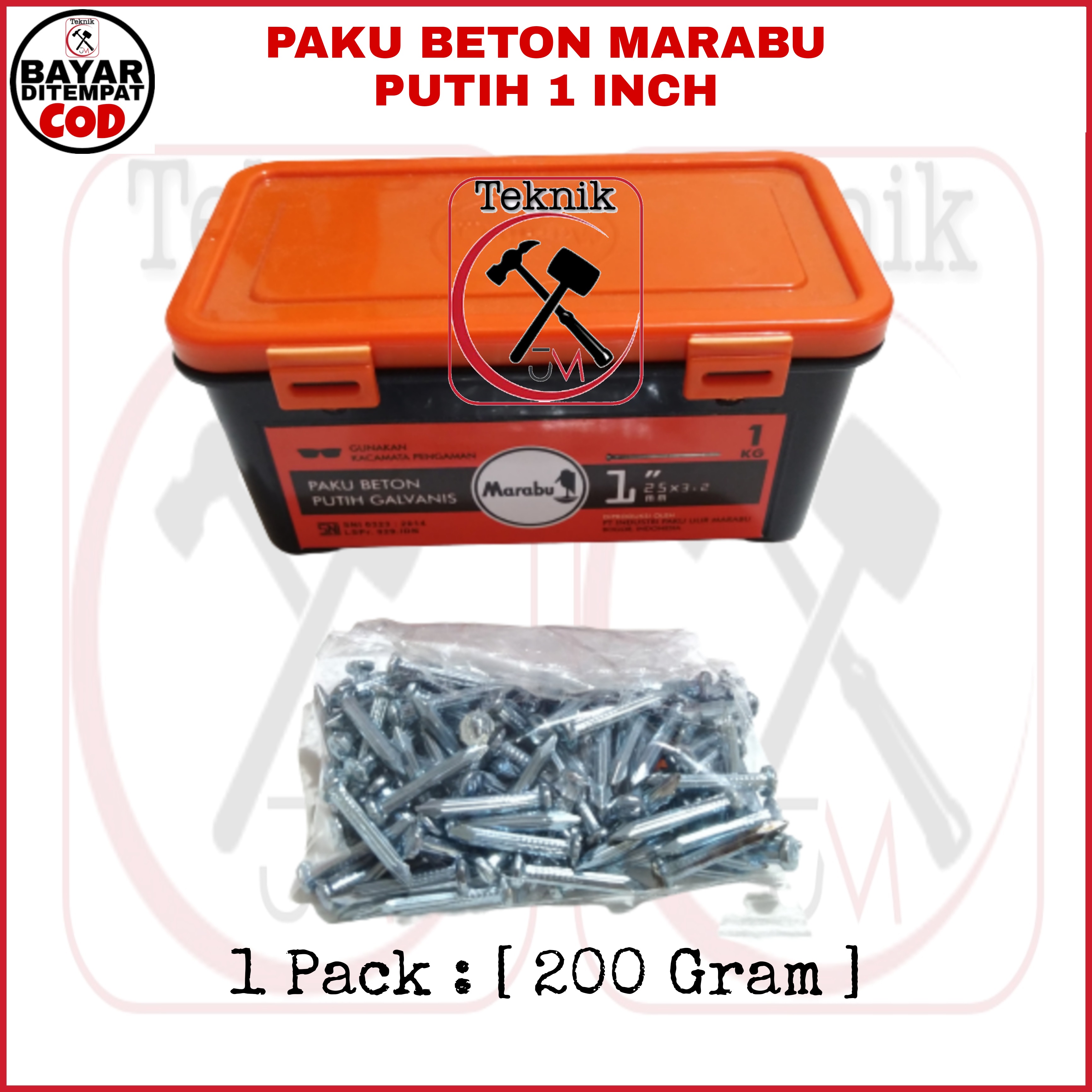 Paket Pack Paku Beton Marabu Putih Baja Inch Gram Panjang Cm Galvanis Baja