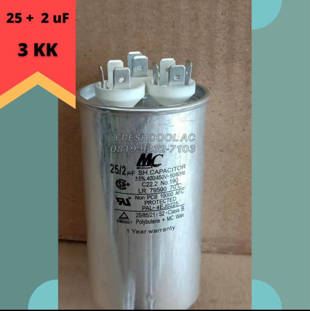 KAPASITOR AC / CAPACITOR AC LG 3 KAKI 25/2 uF (MERK MC) 25/2 MIKRO ...