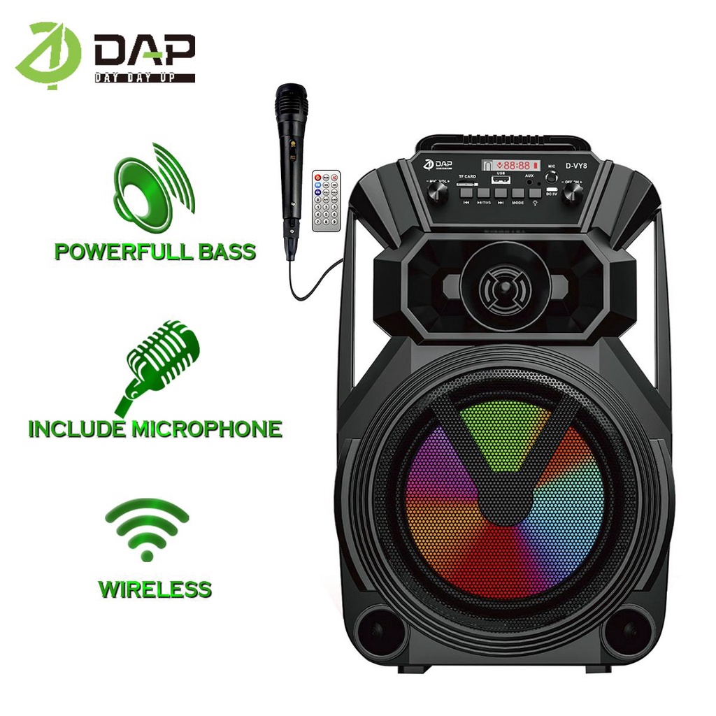 DAP Speaker D-VY8 Karaoke Free Mic - 8 Inchi / Salon Aktif Portable Radio Fm Mp3 Super Bass Speaker Aktif Wireless | Lazada Indonesia