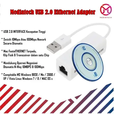 Kabel USB To LAN Via RJ45 Ethernet Converter Adapter Cable / Kabel USB to LAN RHF 1081A USB LAN Adaptor - 649001