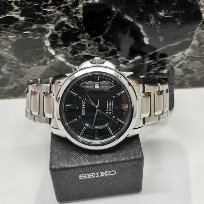 Jam Tangan Pria Seiko Premier Quartz Perpetual Calendar Black
