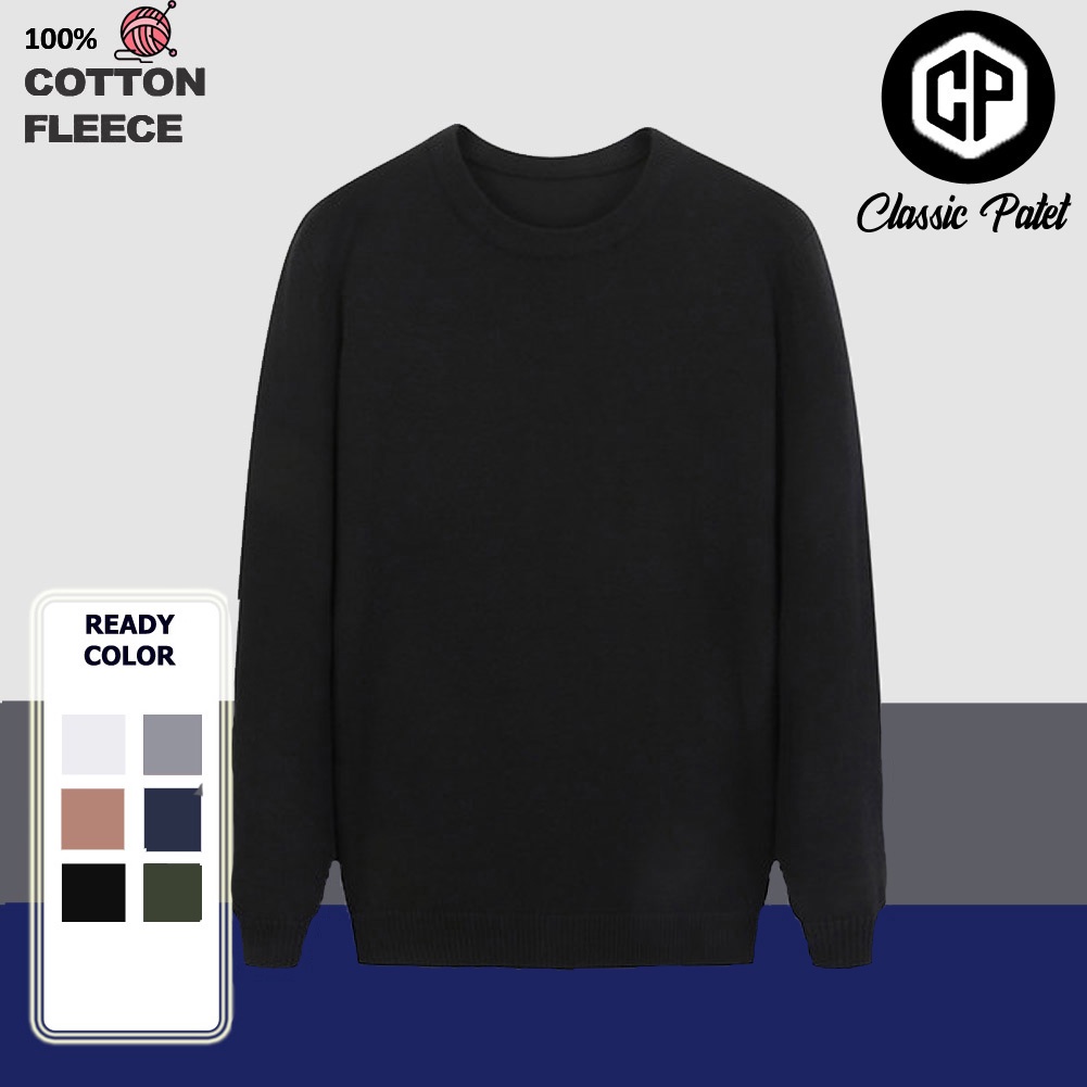 Sweater Pria Distro Polos Crewneck Fleece Hoodie Tanpa Kupluk - Main Image