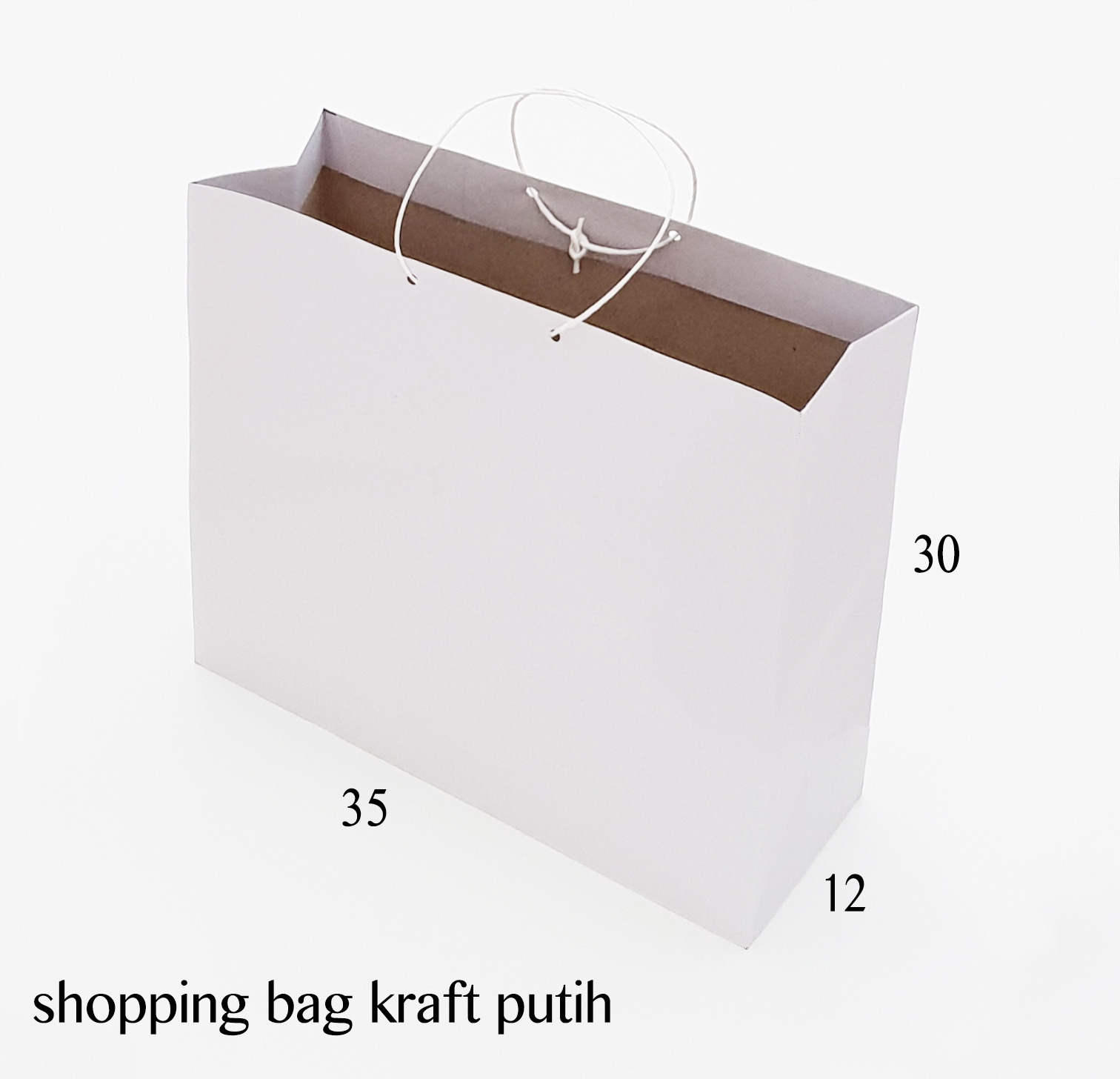paperbag PUTIH ukuran 35x30 paper bag polos isi 12 / tas kertas kraft