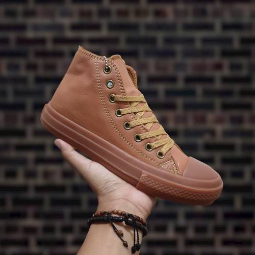 converse brown leather trainers