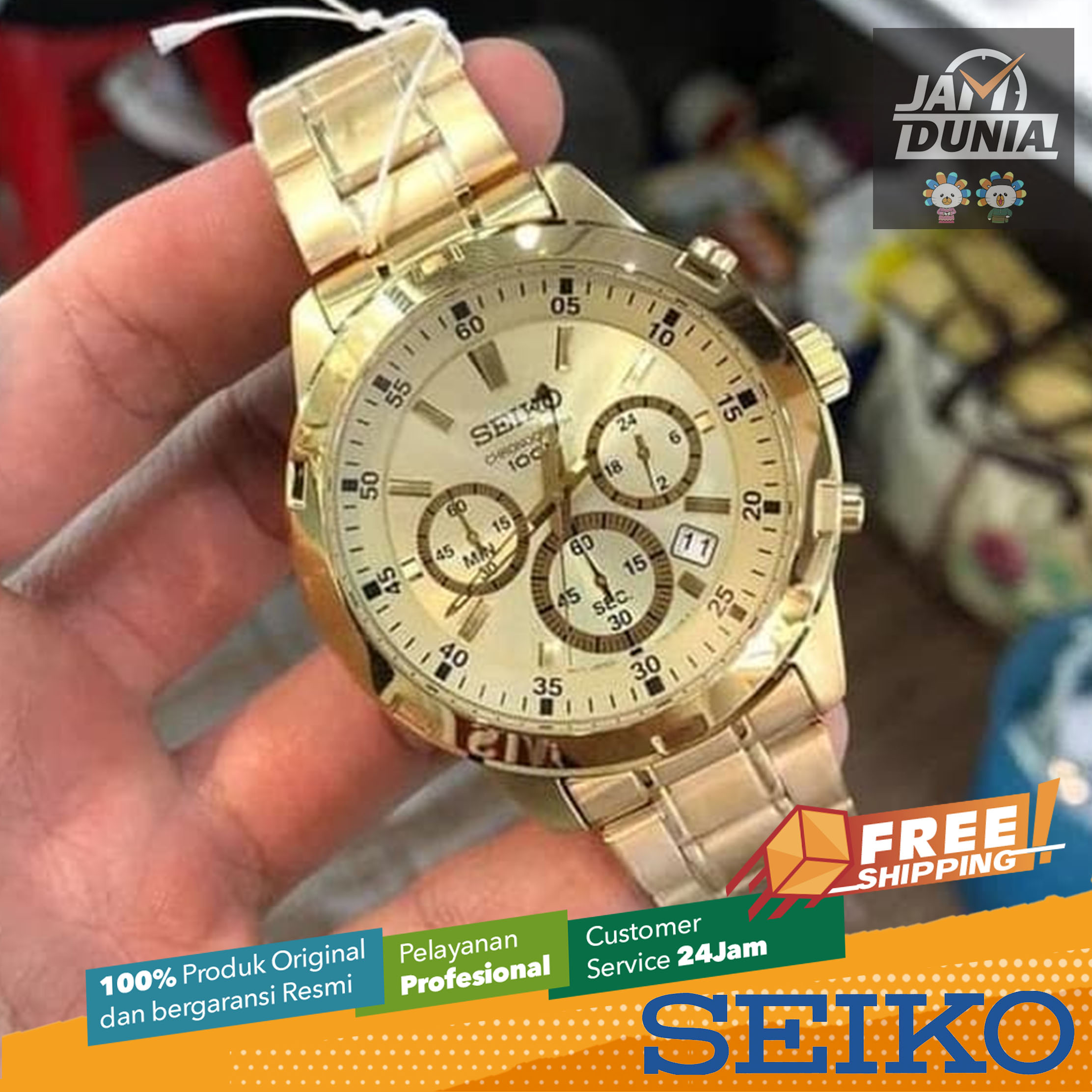SEIKO ORIGINAL - CHRONOGRAPH - SEIKO SKS610P1 - Men JK - Gold - Stainless  Steel - Diameter 4,3 CM. Water Resist 100 Meter Jamdunia / Jam dunia JD19 #  Jam Tangan Pria