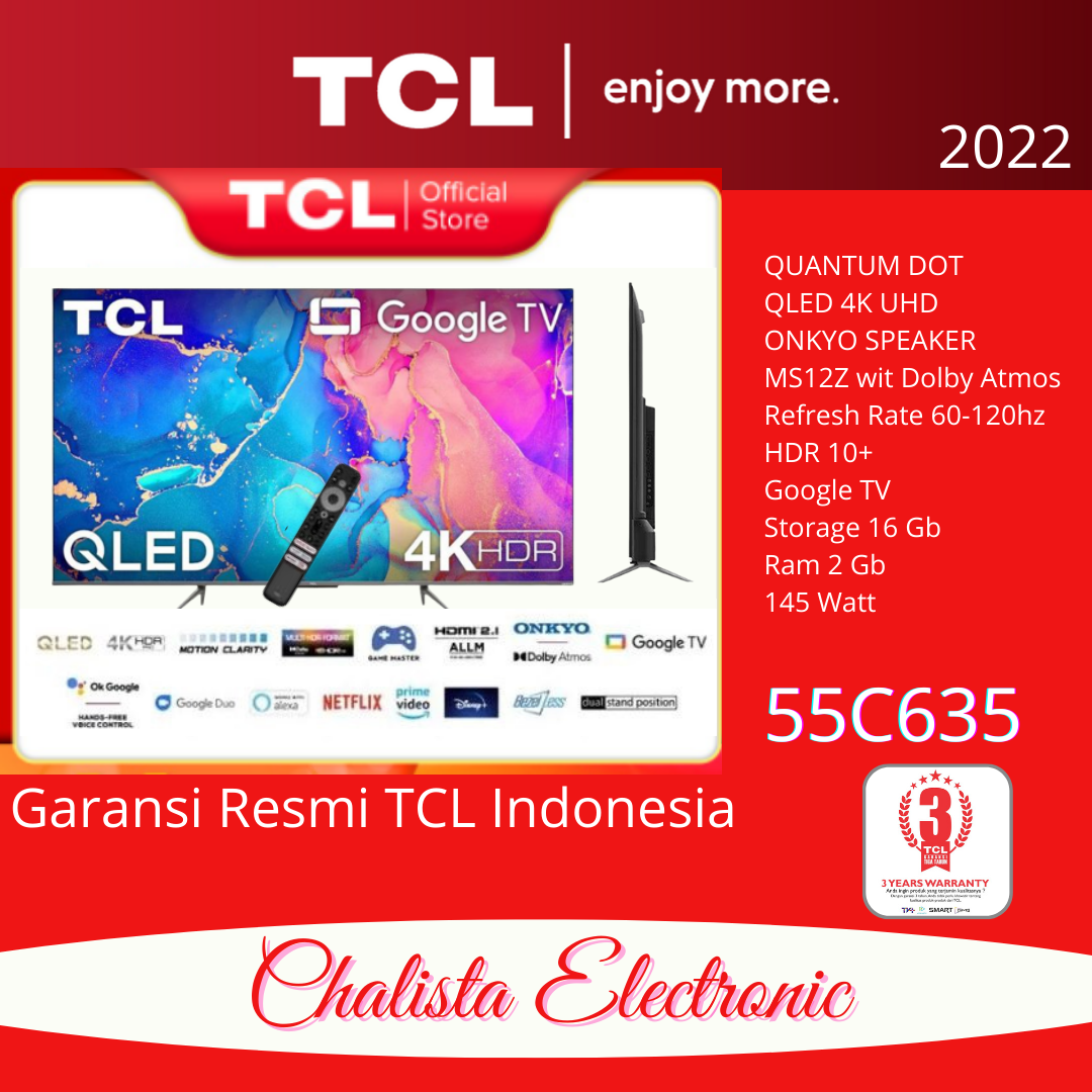 TCL 55C635 55C 55 inch QLED GOOGLE TV NEW MODEL ANDROID 4K UHD | Lazada ...