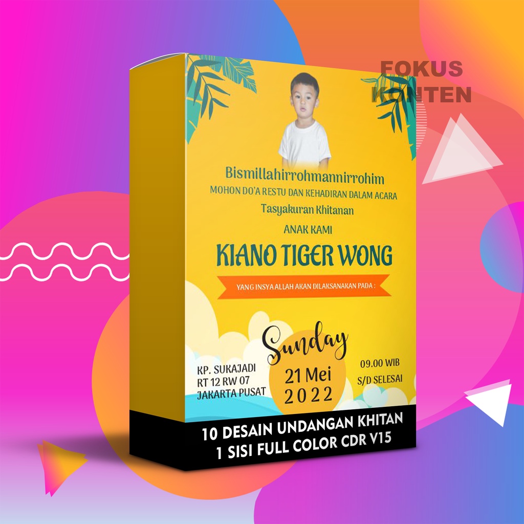 10 Desain Undangan Khitan 1 Sisi Full Color CDR v15 | Lazada Indonesia