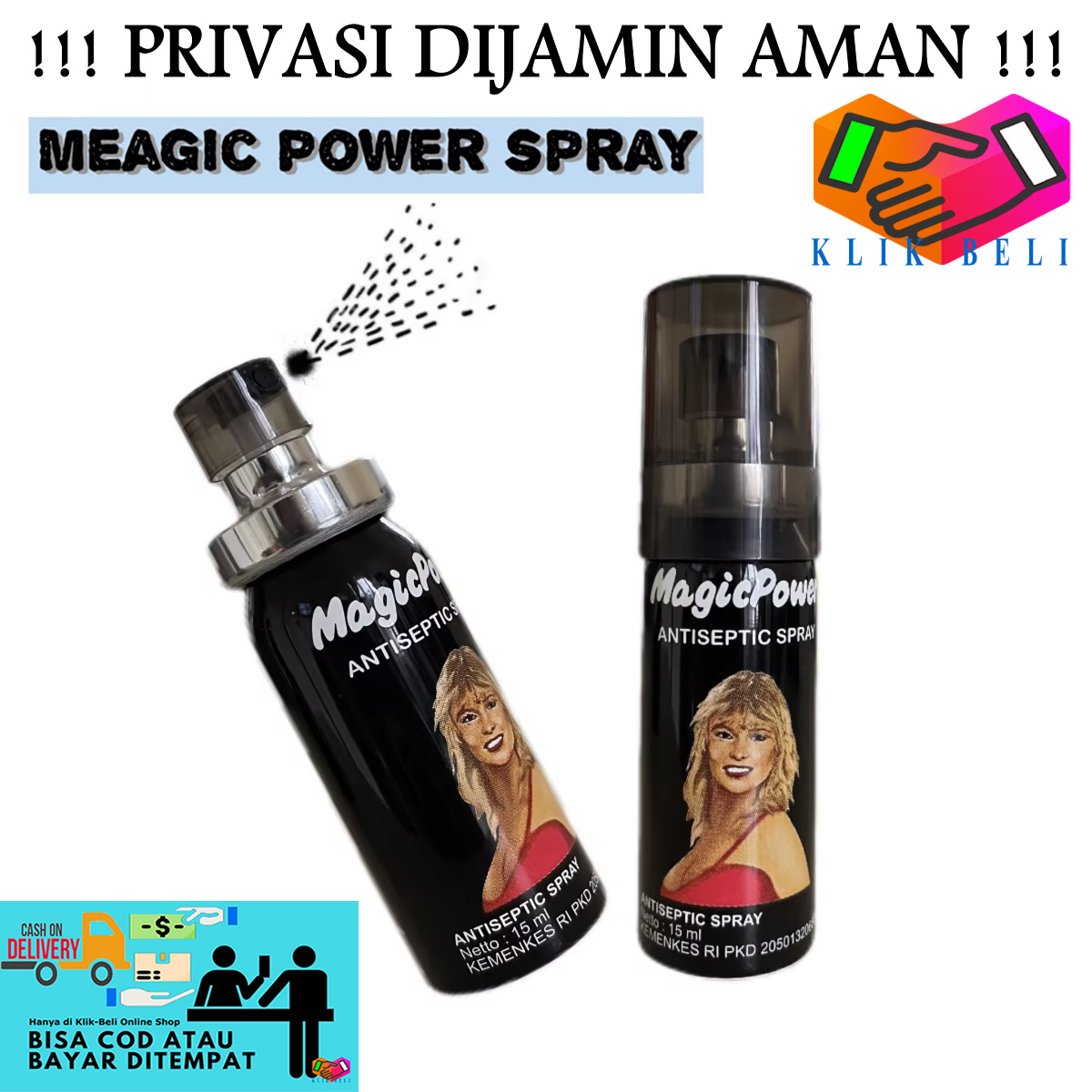 Klik-Beli Magic Power Spray 15ml Botol Antiseptic Pria Tahan Lama ...