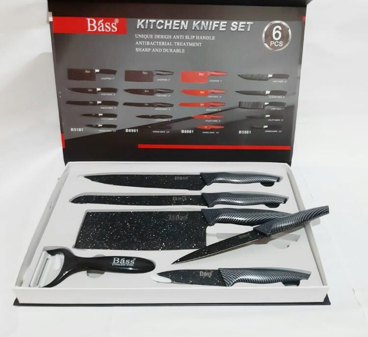 Pisau Set PIsau Dapur Set Anti Bakteri 6Pcs Kitchen Knife Set - Hitam