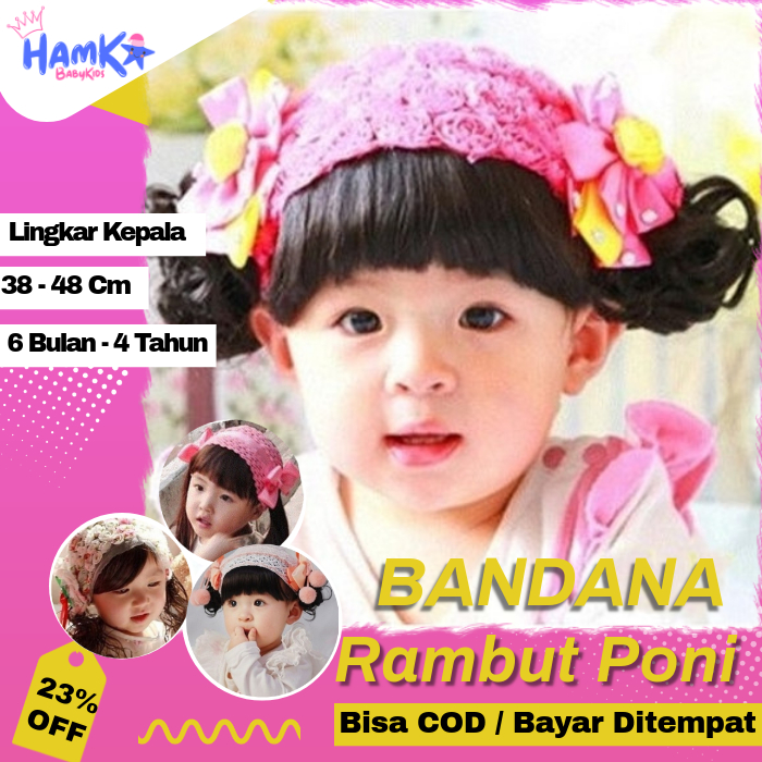 Bandana Rambut Poni Wig Rambut Anak Bayi Perempuan Import Topi