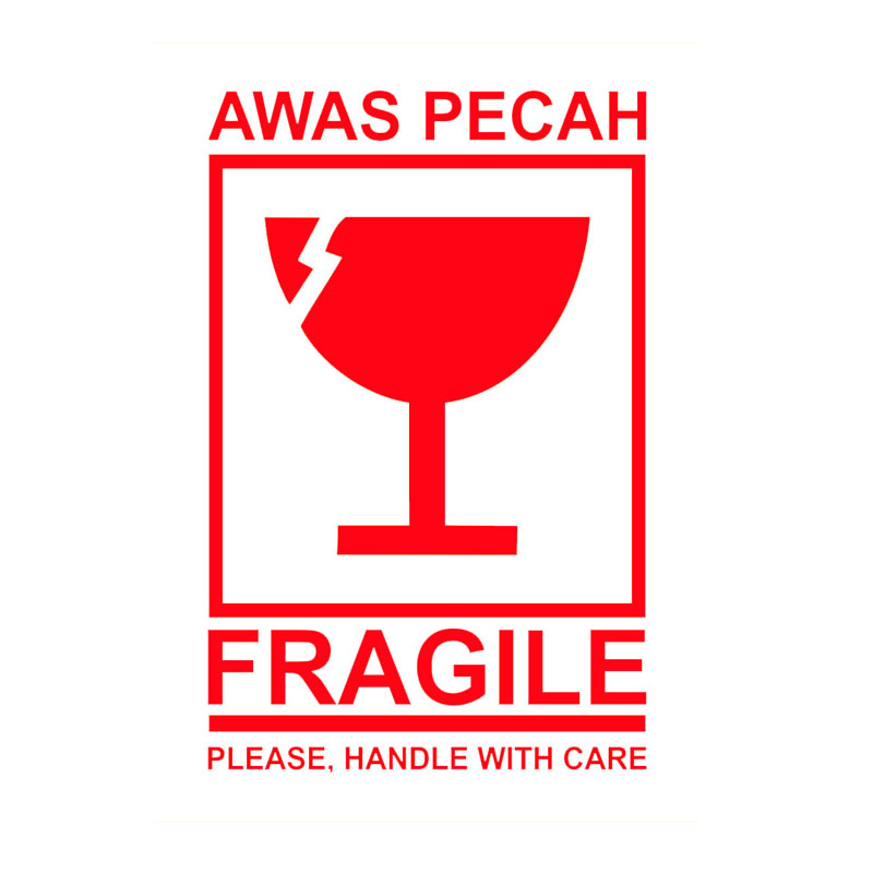 5 PCS Stiker Label Fragile Handle With Care Peringatan Benda Pecah ...