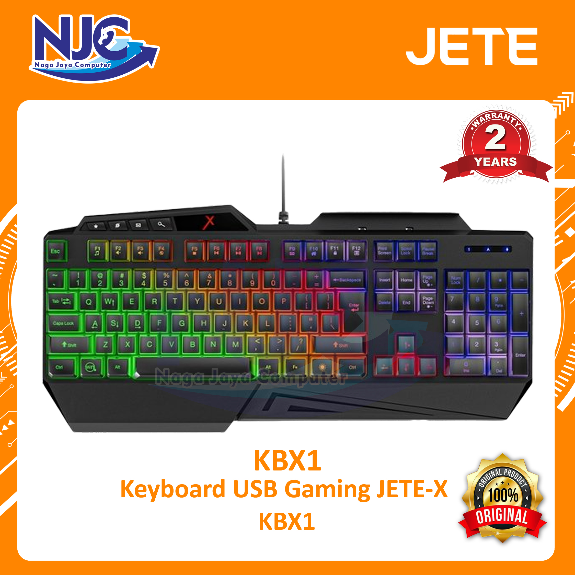 KEYBOARD GAMING RGB BACKLIT JETE KBX1 ORIGINAL GARANSI 2TAHUN