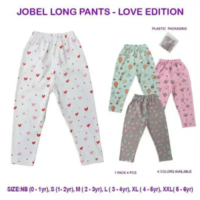 Jobel Celana Anak / Celana Panjang Anak Perempuan Jobel Long Pants Love Edition isi 4 By Kazel