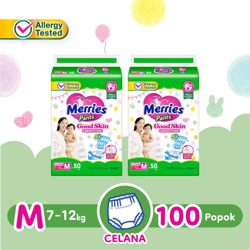 Merries Good Skin Pants Popok Perlengkapan Bayi M (7-12kg) Kurangi ...