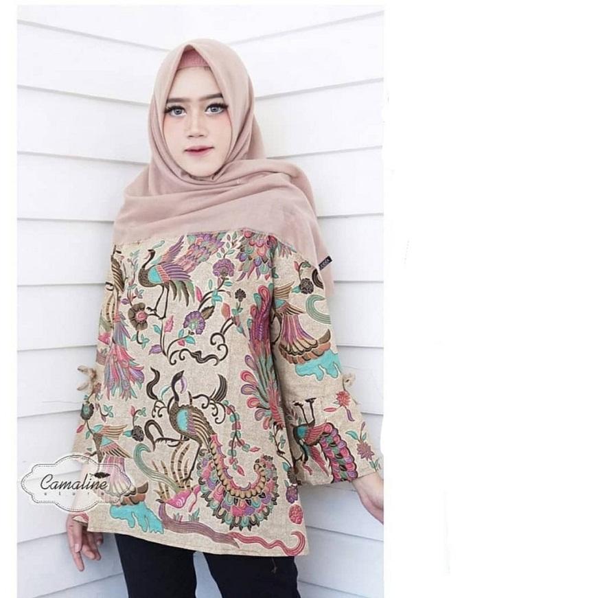 COD Atasan Blouse Batik Cewek Atasan Batik Tenun Sutra Dolby Dolbi Sarimbit motif MERAK BTK050