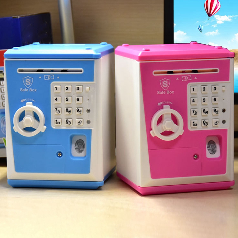 Fingerprint Electronic Piggy Bank ATM Password Money Box Cash Coin
