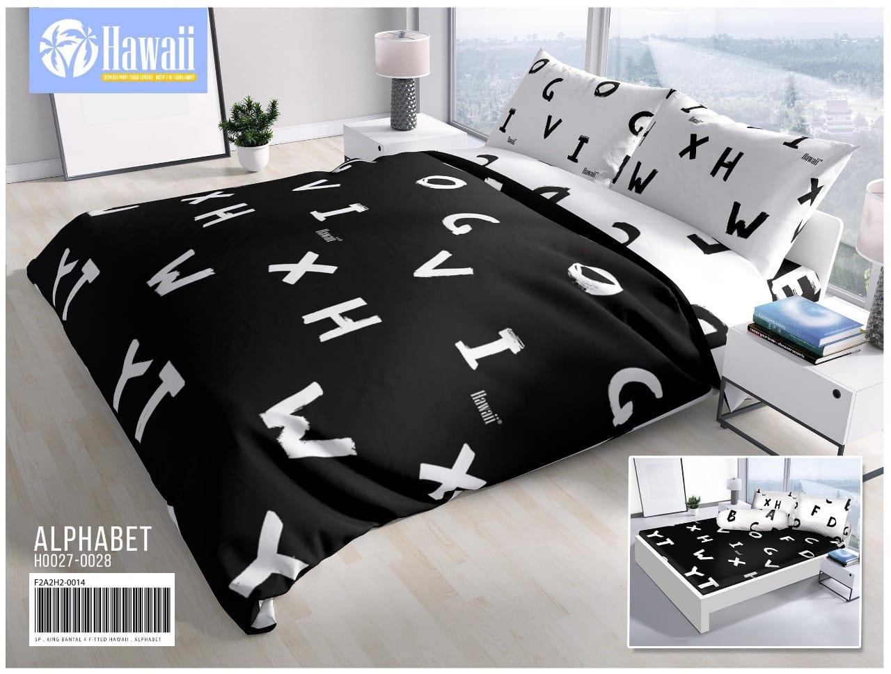 Hawai - Bed cover King 180x200 murah motif Alphabet