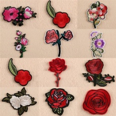 11 Pcs Bordir Bunga Mawar Di Patch Pada Lencana Tas Jeans Bordiran Kerajinan Multicolor 5 Cm-7 Cm-Intl