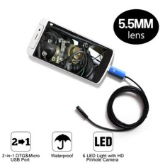 2in1 OTG Micro USB Mini Kamera kabel Endoskopi Smartphone Laptop 5.5mm