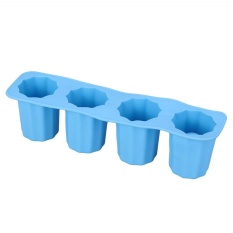 4 Cell Frozen Ice Mold Cocok untuk DIY Minum Es Sucker Es Krim Alat-Intl (Blue)