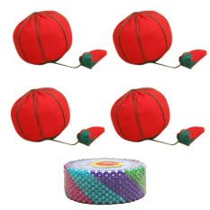 4 Pcs Lucu Tomat Pergelangan Tangan Jarum Needle Bantalan dengan Pergelangan Tangan Tali + 480 Pcs Aneka Warna Pins untuk Pekerjaan Jahit DIY Kerajinan Hadiah-Internasional