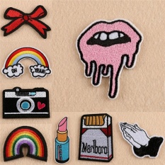 9x Cute Bordir Sewon Iron On Patch Badge Bag Hat Jeans Gaun Bordiran Kerajinan Multicolor 5cm-8cm