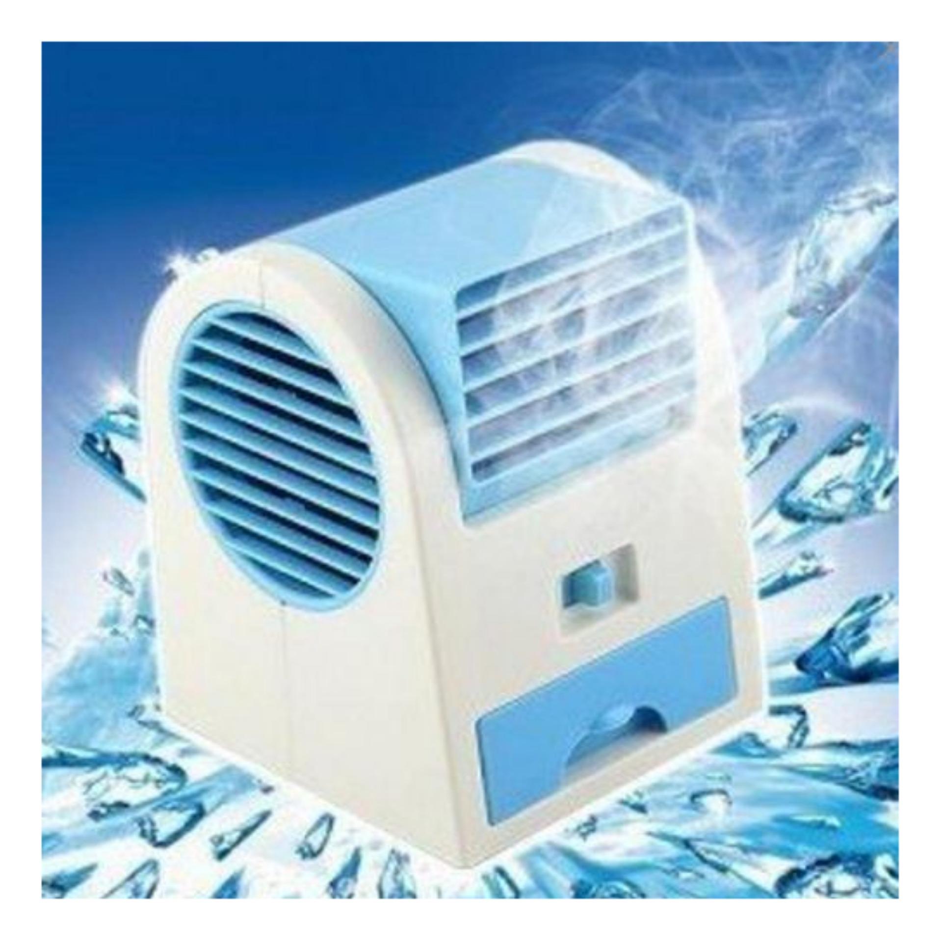 AC MINI USB PORTABLE DOUBLE BLOWER /KIPAS ANGIN/AC MINI FAN - BIRU