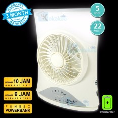 Arashi Lampu Emergency Finland AR-28 Kipas Angin Portable 2 in 1 & Light 5 inch+ Lampu Emergency LED 22 SMD + Powerbank + Rechargeable