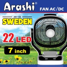 Arashi Kipas Angin 7in AR-138 Sweden + Lampu Emergency LED 22 SMD Rechargeable Input Multifungsi