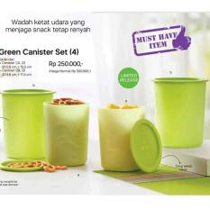 BEST PROMO TUPPERWARE GREEN CANISTER SET SMALL MOSAIC TOPLES KECIL