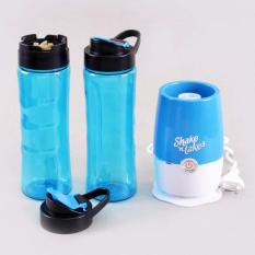 BLENDER MINI PORTABLE shake and take generasi 3 color warna warni 2 tabung gelas-BIRU