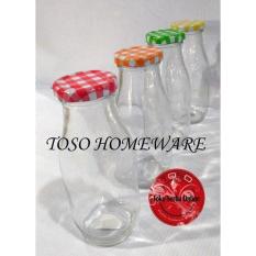 Botol Jar Kaca Juiice Glass Milk Bottle Botol Susu 300Ml Tutup Warna - 6D7D6E
