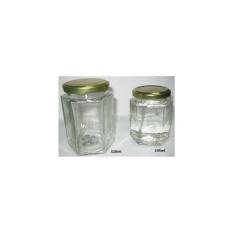Botol Jar Toples Selai Kaca : 320Ml Segienam (Hexagon)- Tutup Seng / Glass Bottle : 320Ml 6-Side