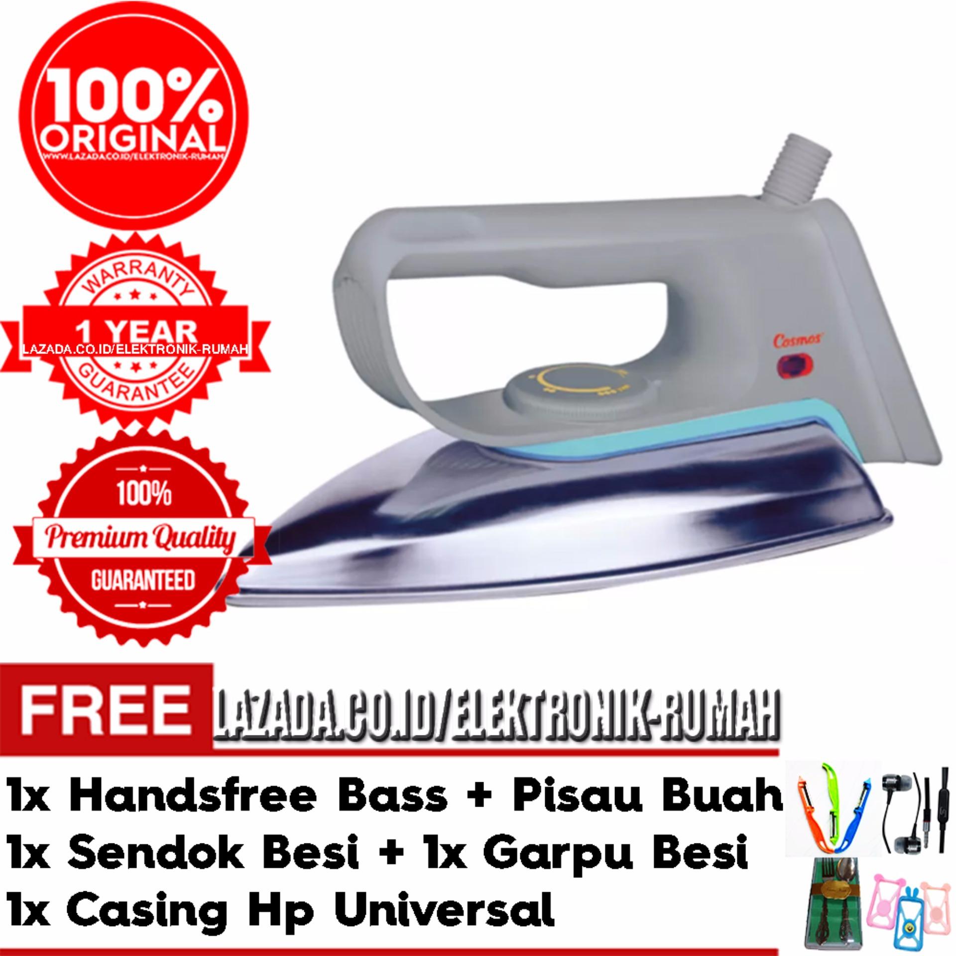 Cosmos Setrika CIS 318 F1 - Ironing Gratis Pisau Buah + Handsfree Bass + Casing HP Universal + 1set Sendok Besi dan Garpu Besi 