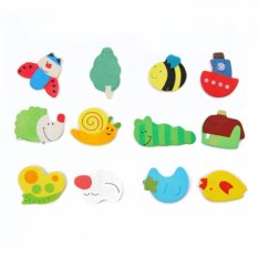 Easybuy 12 Buah/Set Anak Warna Kulkas Magnet Kayu Bayi Kartun Anak Mainan Pendidikan
